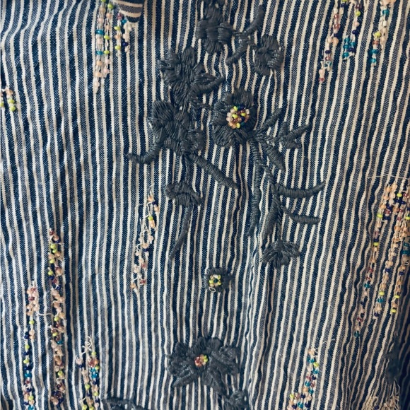 Anthropologie Pilcro Blue Striped Floral Button Down Shirt - Picture 5 of 6